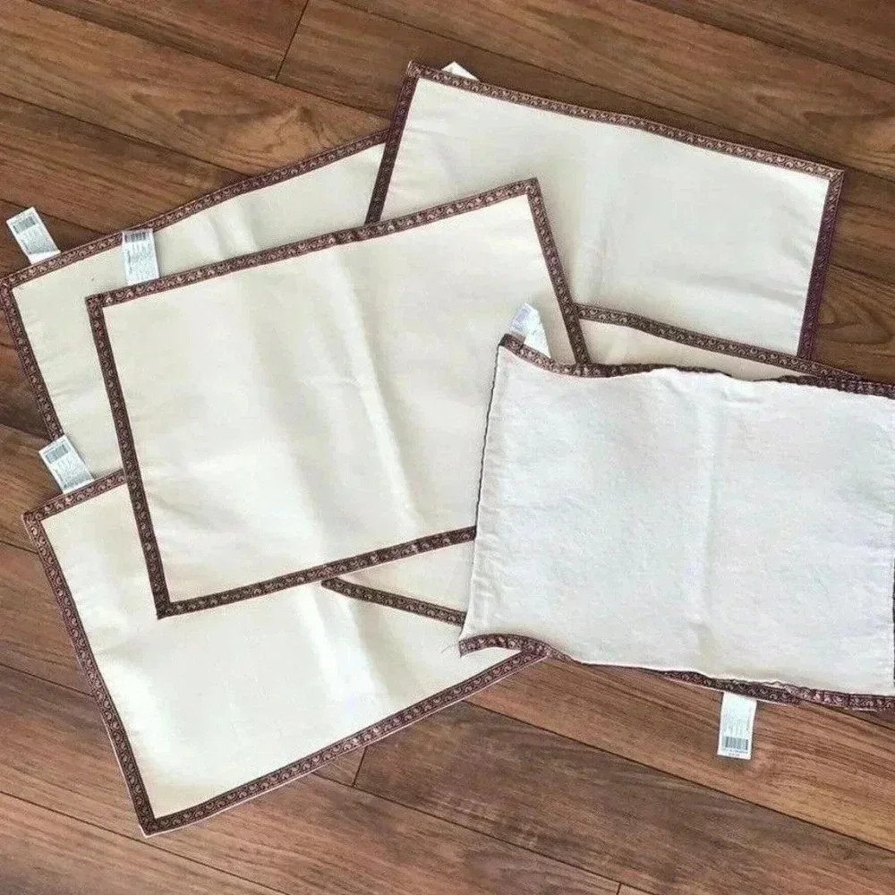 Set of 6 Pier One Imports Purple & Metallic Trim Placemats
